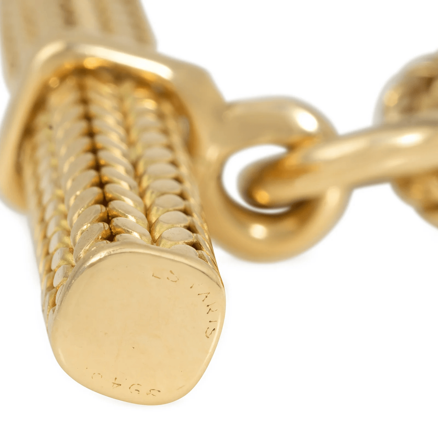 Hermes Paris 1960s 18KT Yellow Gold Tresse Chaine D'ancre Bracelet signature