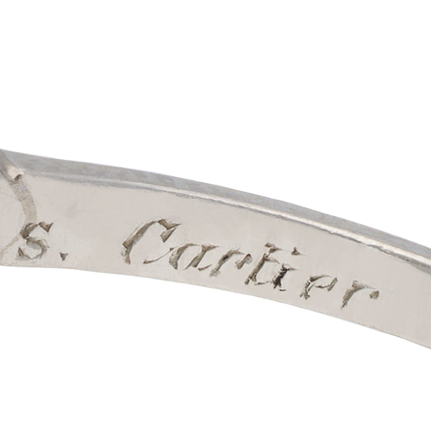 Cartier Art Deco Platinum Emerald & Diamond Ring signature