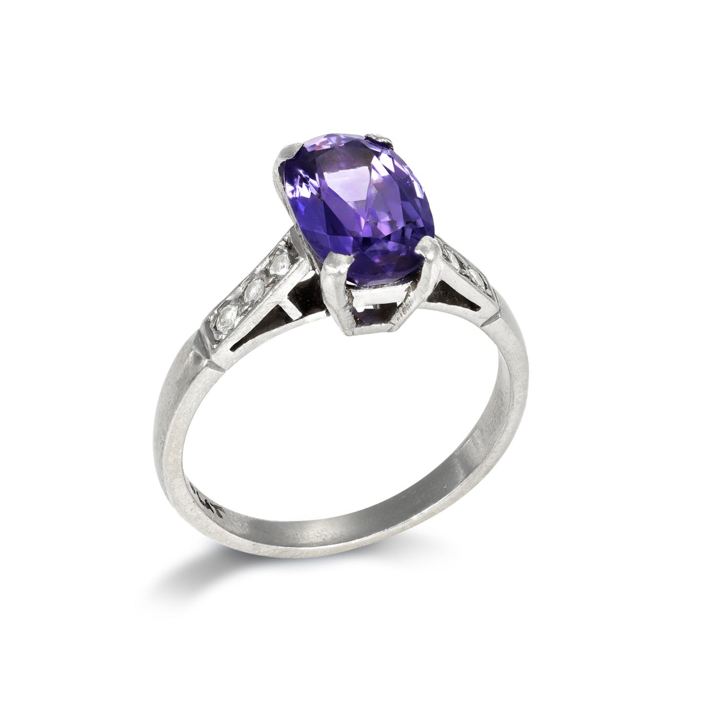 Art Deco Platinum Sapphire & Diamond Ring profile