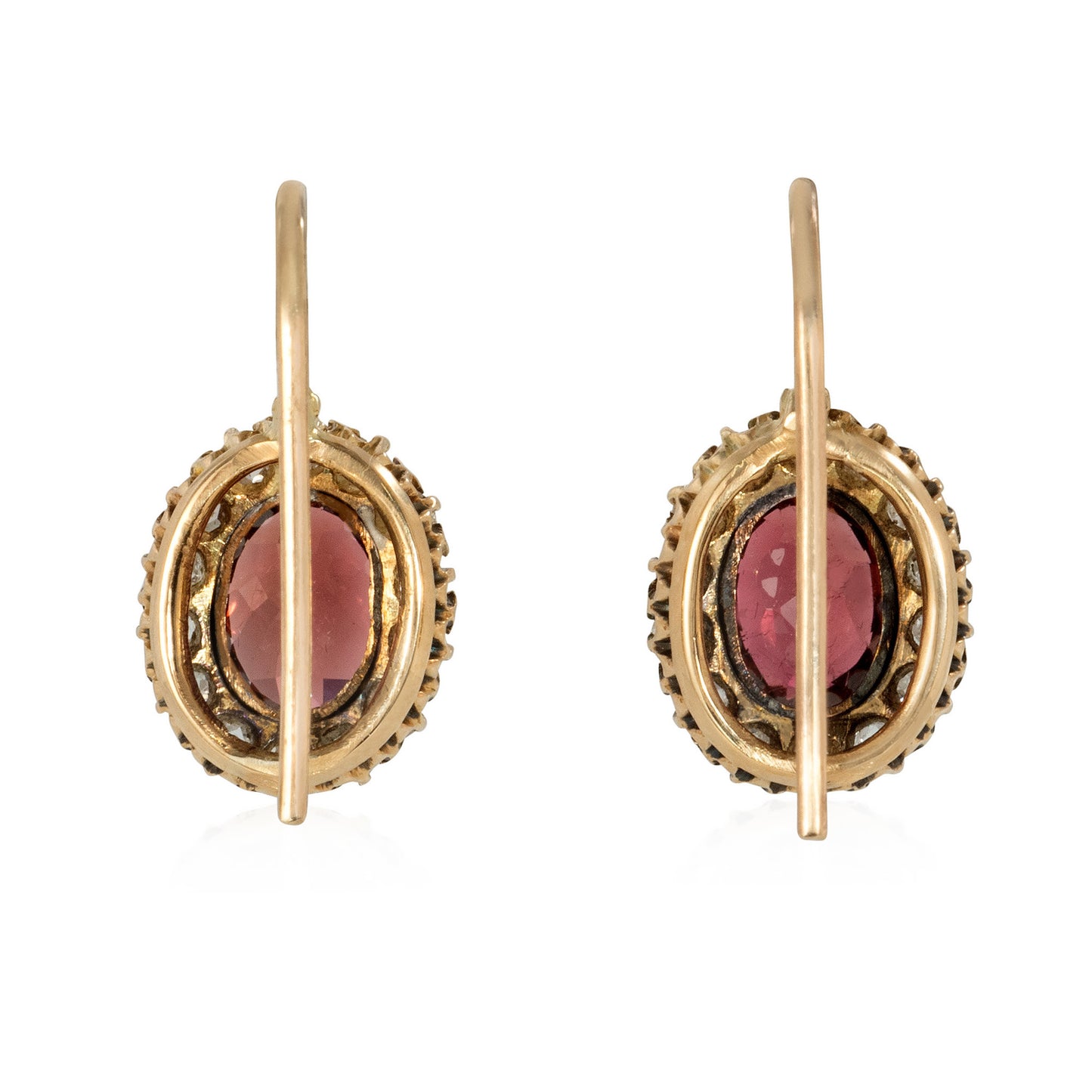 Victorian 14KT Yellow Gold & Diamond Earrings back