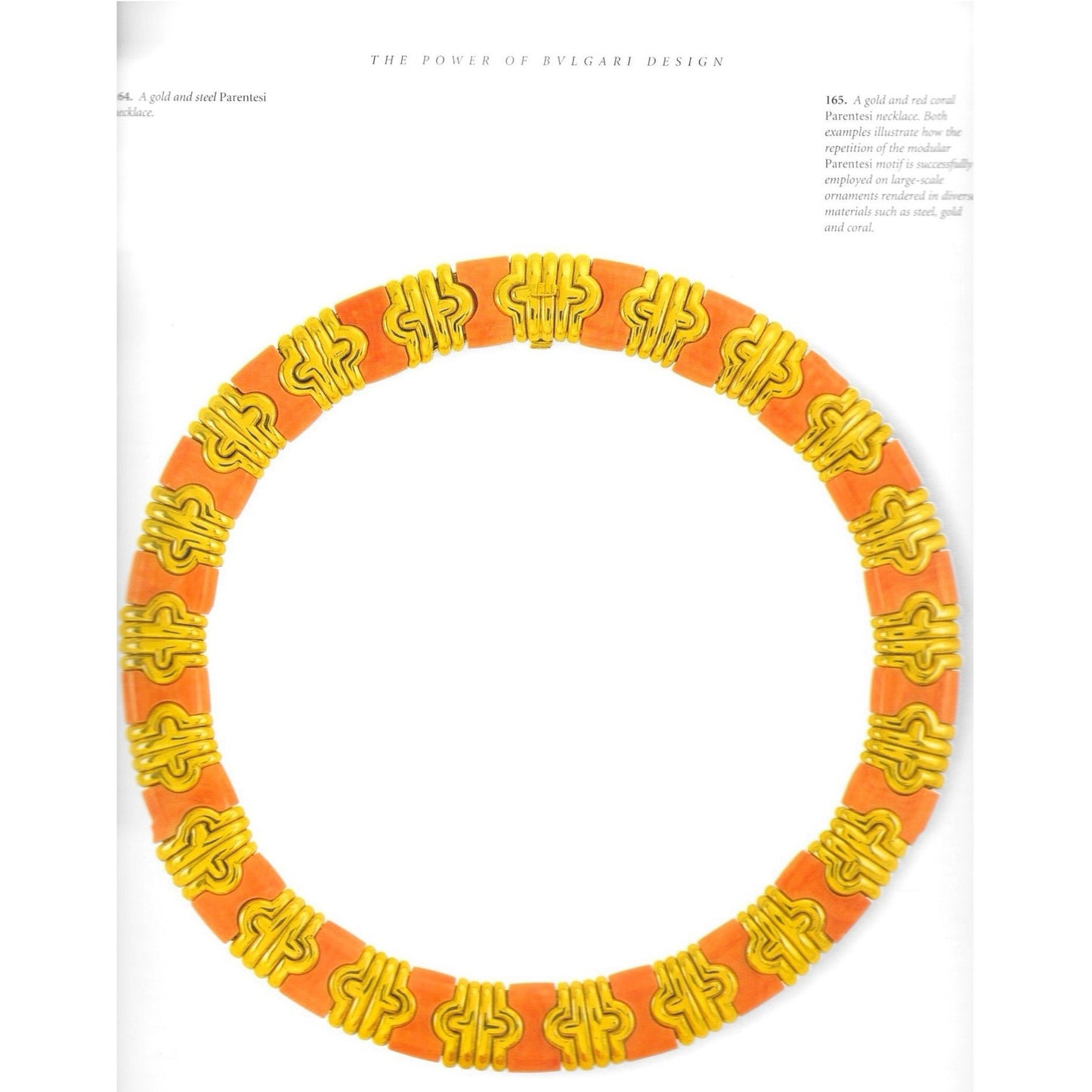 Bulgari Italy 1980s 18KT Yellow Gold Coral Parentesi Necklace in Bulgari book