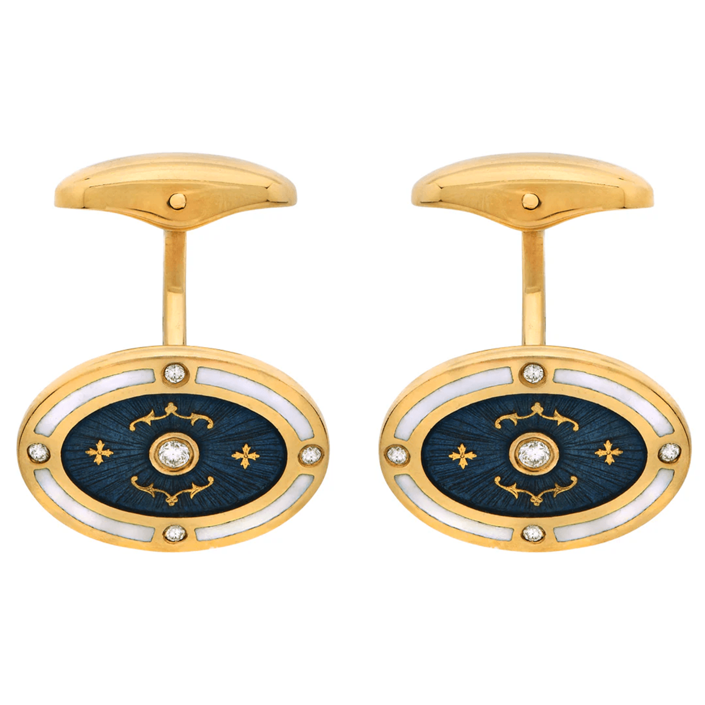 Faberge Post-1980s 22KT Yellow Gold Diamond Cufflinks front