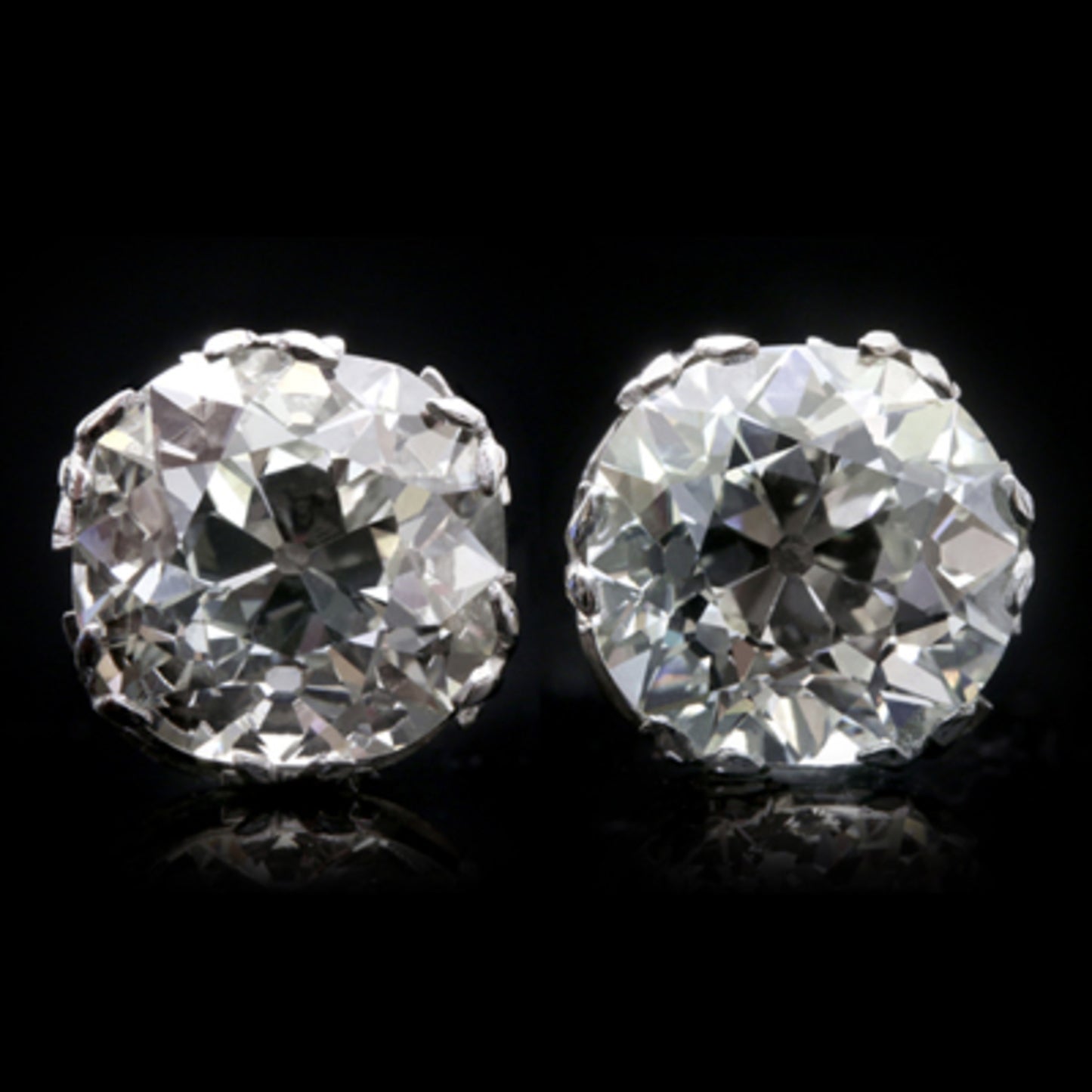 Art Deco Platinum Diamond Earrings front