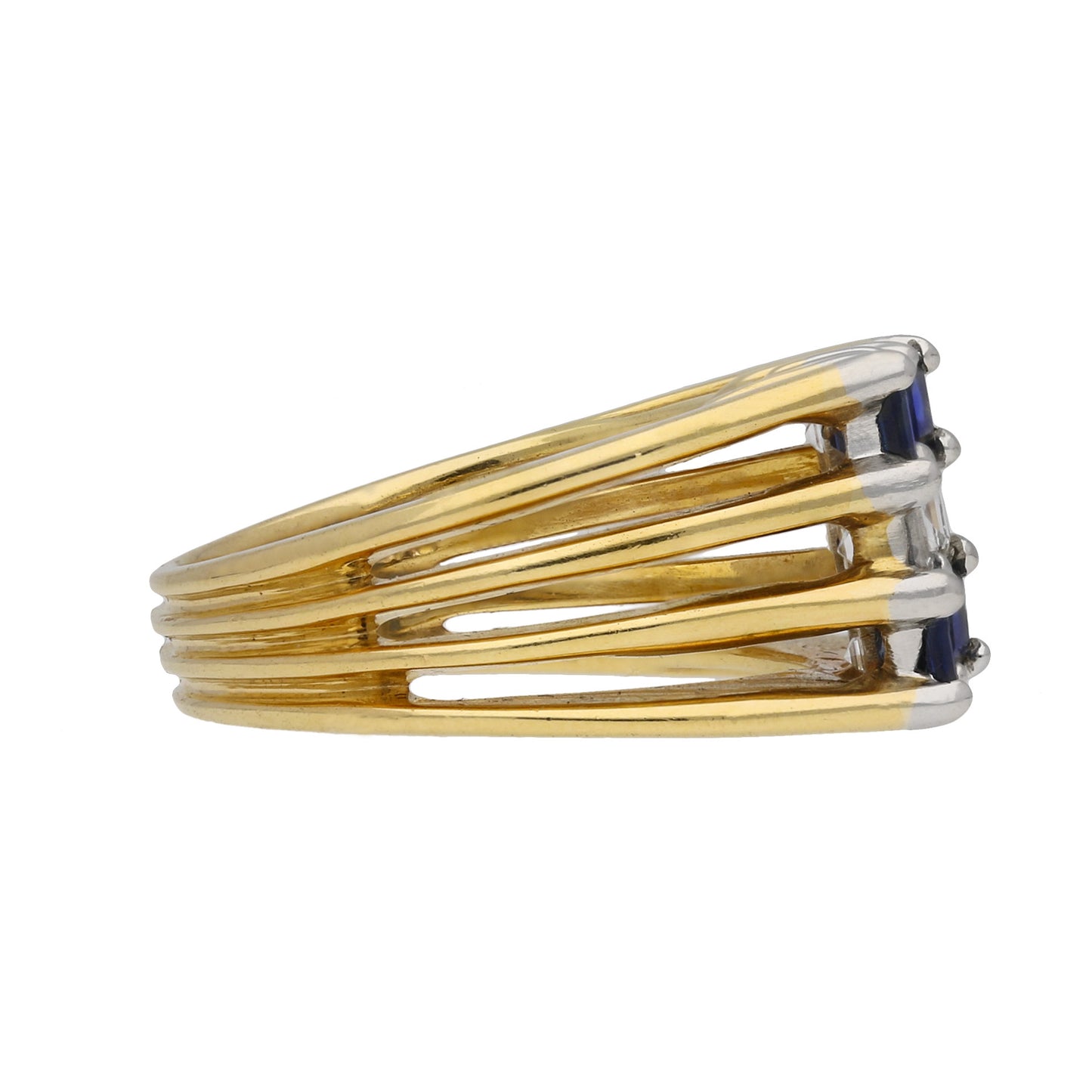 Oscar Heyman Bros. Platinum & 18KT Yellow Gold American 1960s Sapphire & Diamond Ring side