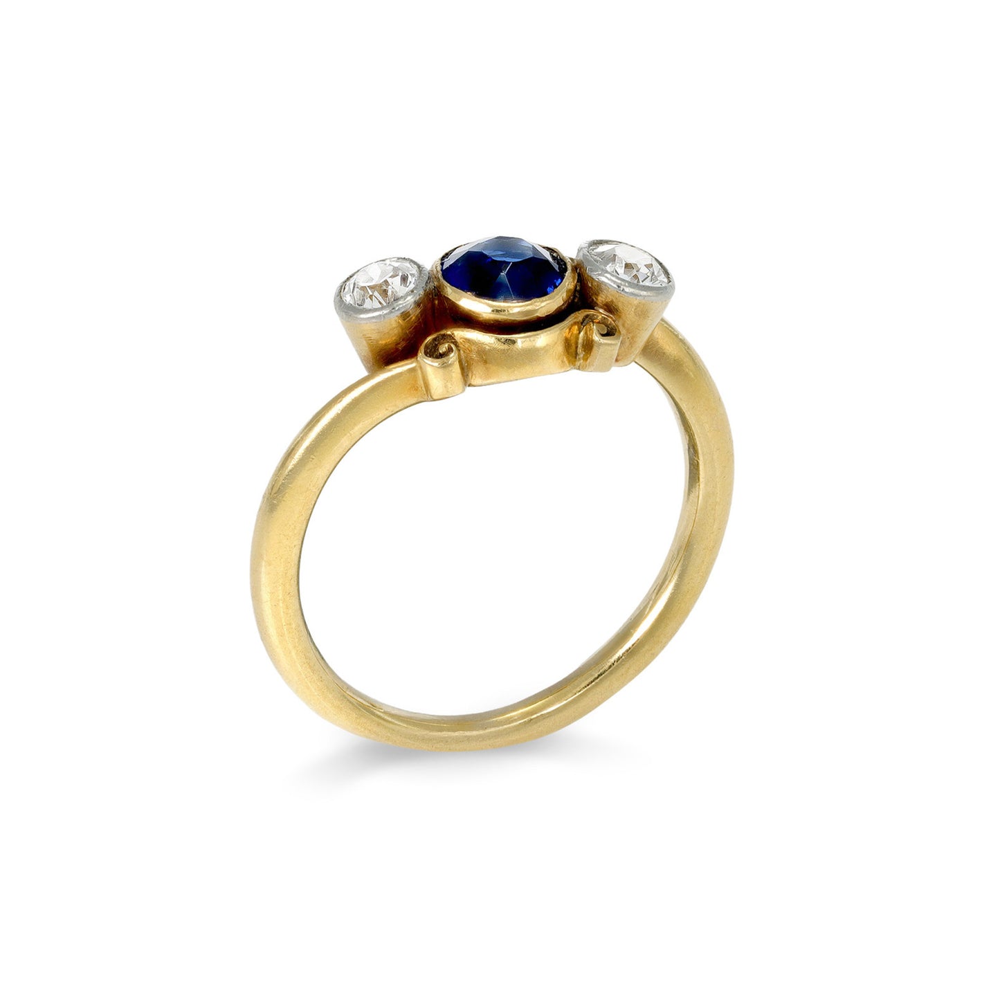Edwardian 18KT Yellow Gold Sapphire & Diamond Ring profile