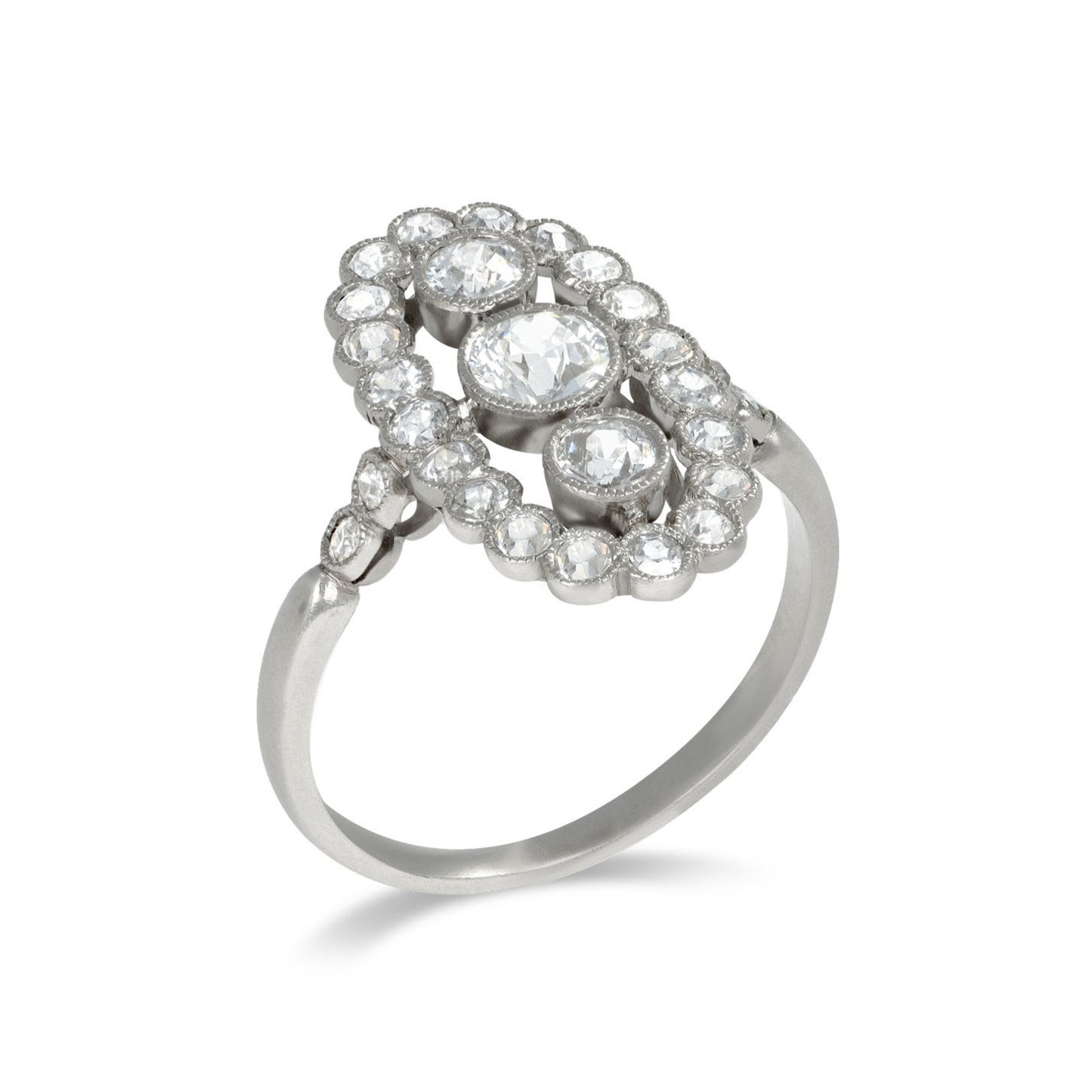 Maurice Silberstein French Edwardian Platinum Diamond Ring profile