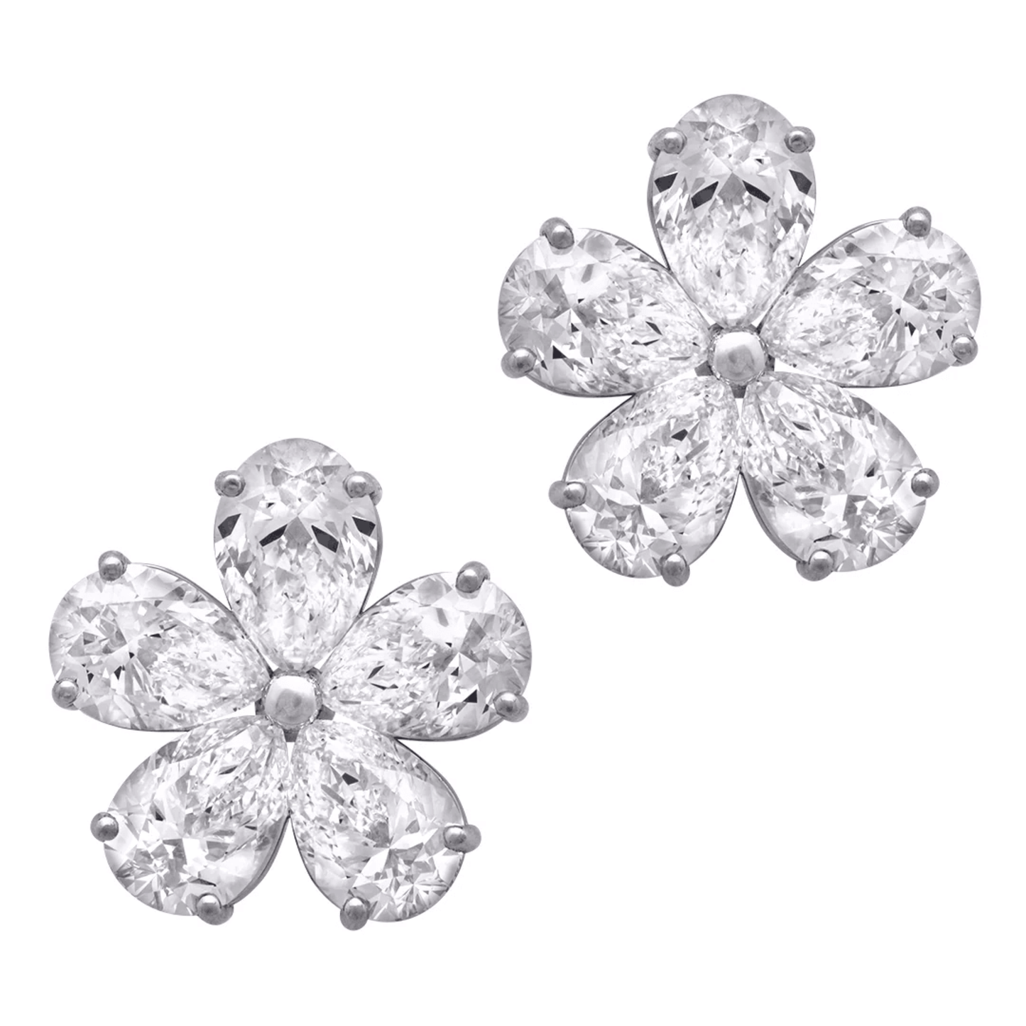 Contemporary Platinum Diamond Earrings front
