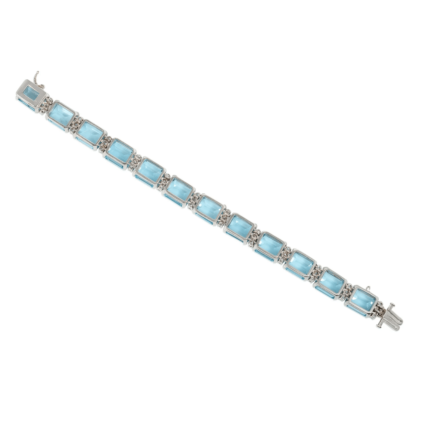 Retro Platinum Aquamarine & Diamond Bracelet back