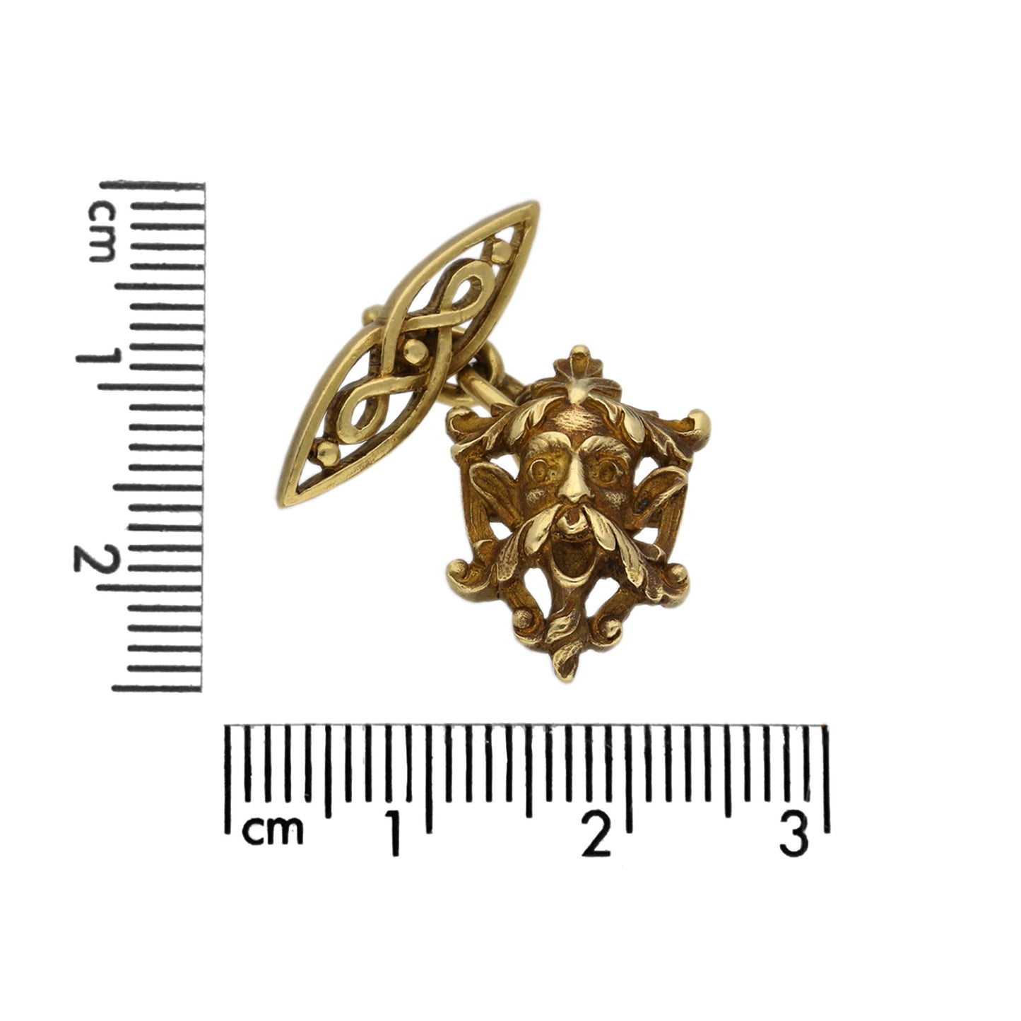 French Art Nouveau 18KT Yellow Gold Diamond Cufflink & Pin Set measurement