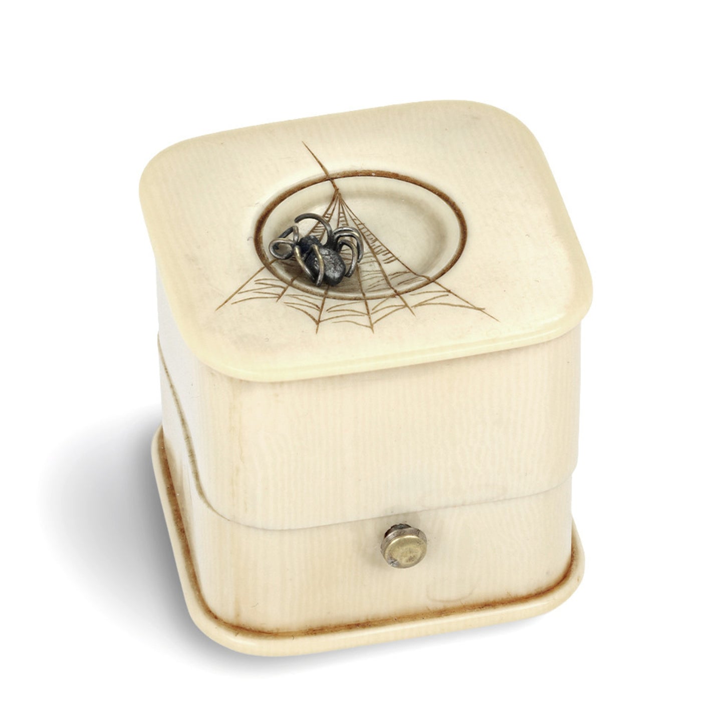 French Art Deco Platinum Diamond & Emerald Ring box