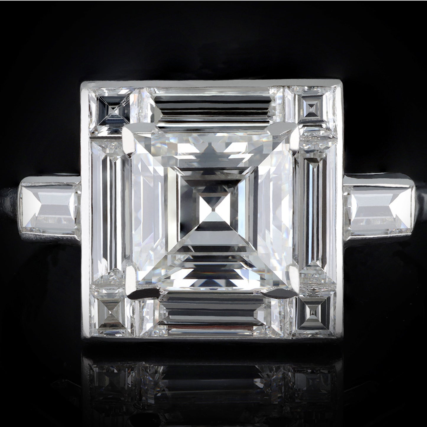 Cartier London Art Deco Platinum Diamond Ring front