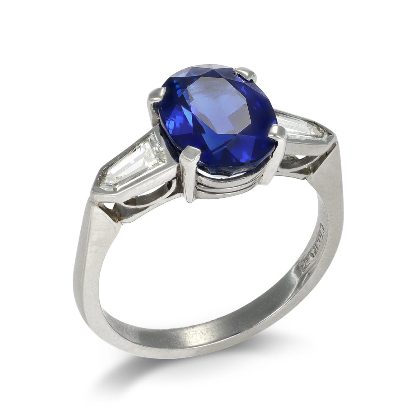1950s Platinum Sapphire & Diamond Ring profile