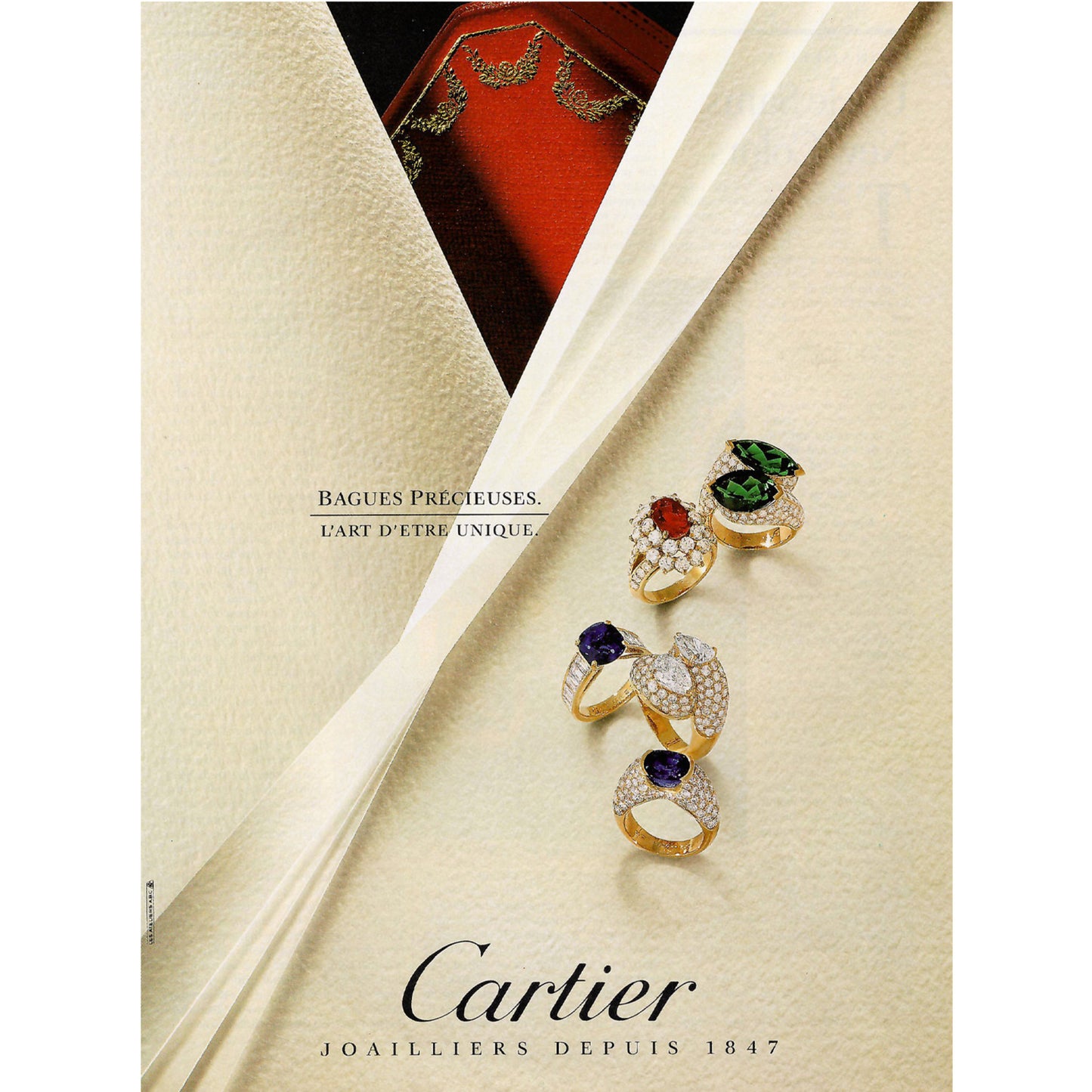 Cartier French Post-1980s 18KT Yellow Gold Diamond Ring carter ad