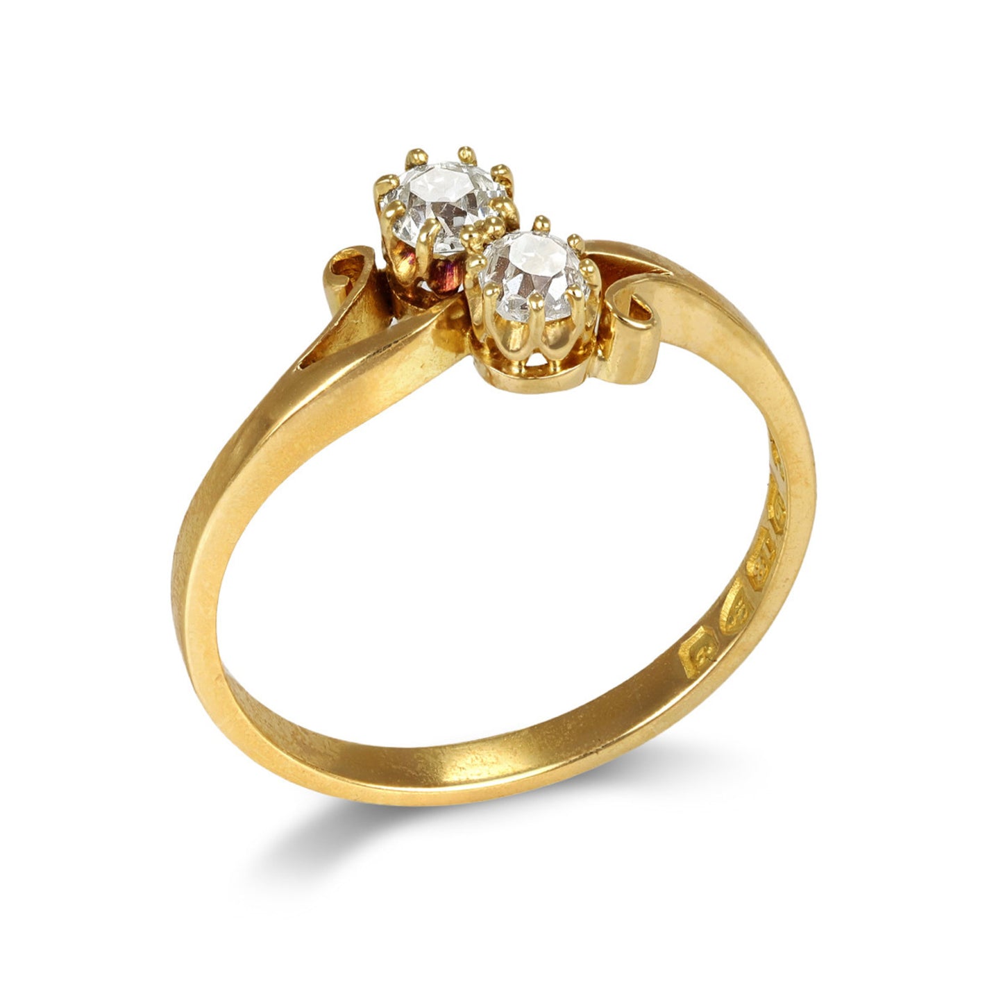 English Edwardian 18KT Yellow Gold Diamond Ring profile
