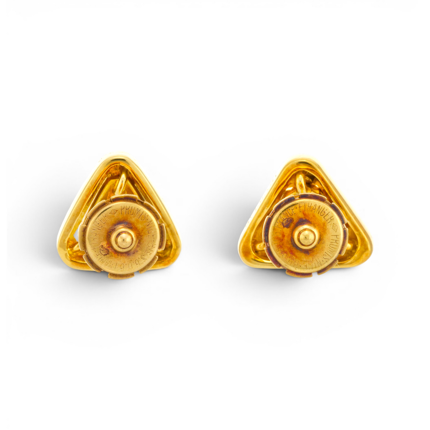 Bulgari 1980s 18KT Yellow Gold Tourmaline Earrings back