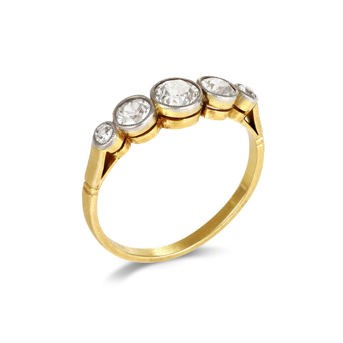 Edwardian Platinum & 18KT Yellow Gold Diamond Ring profile