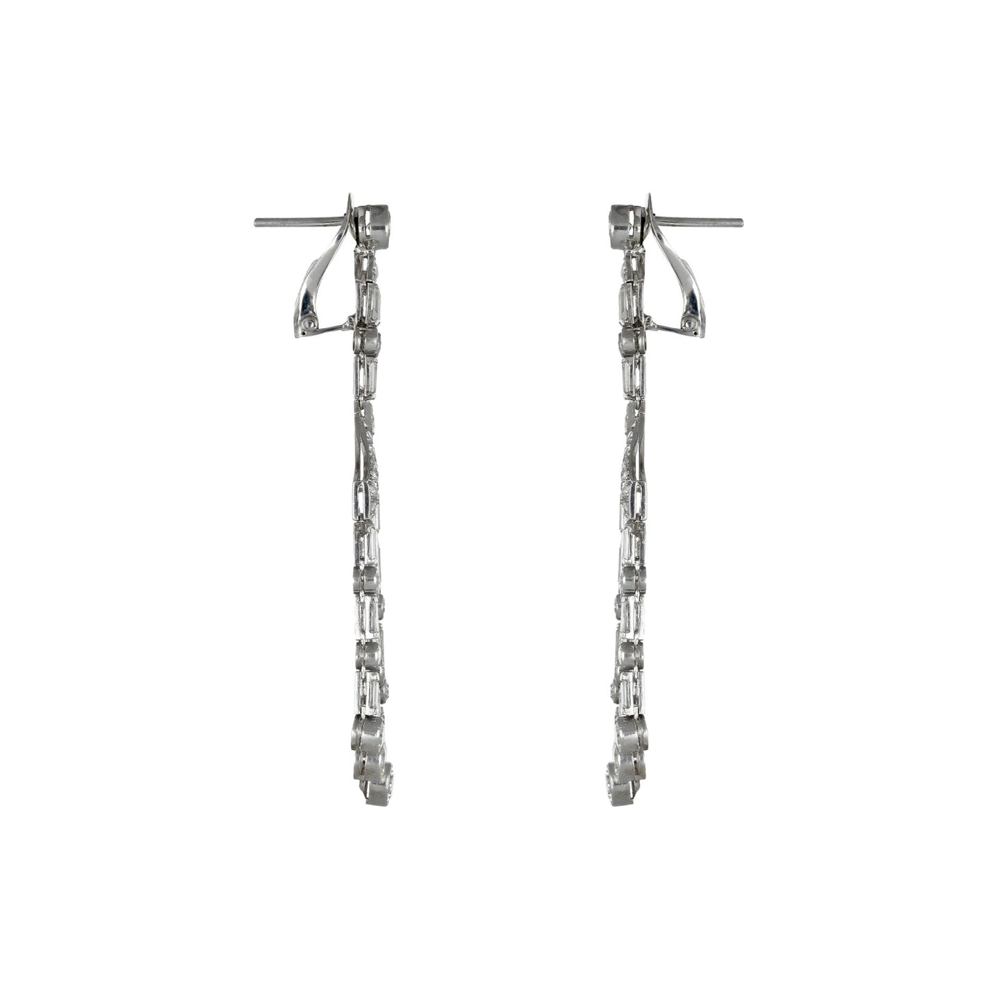 Art Deco Platinum Diamond Earrings side
