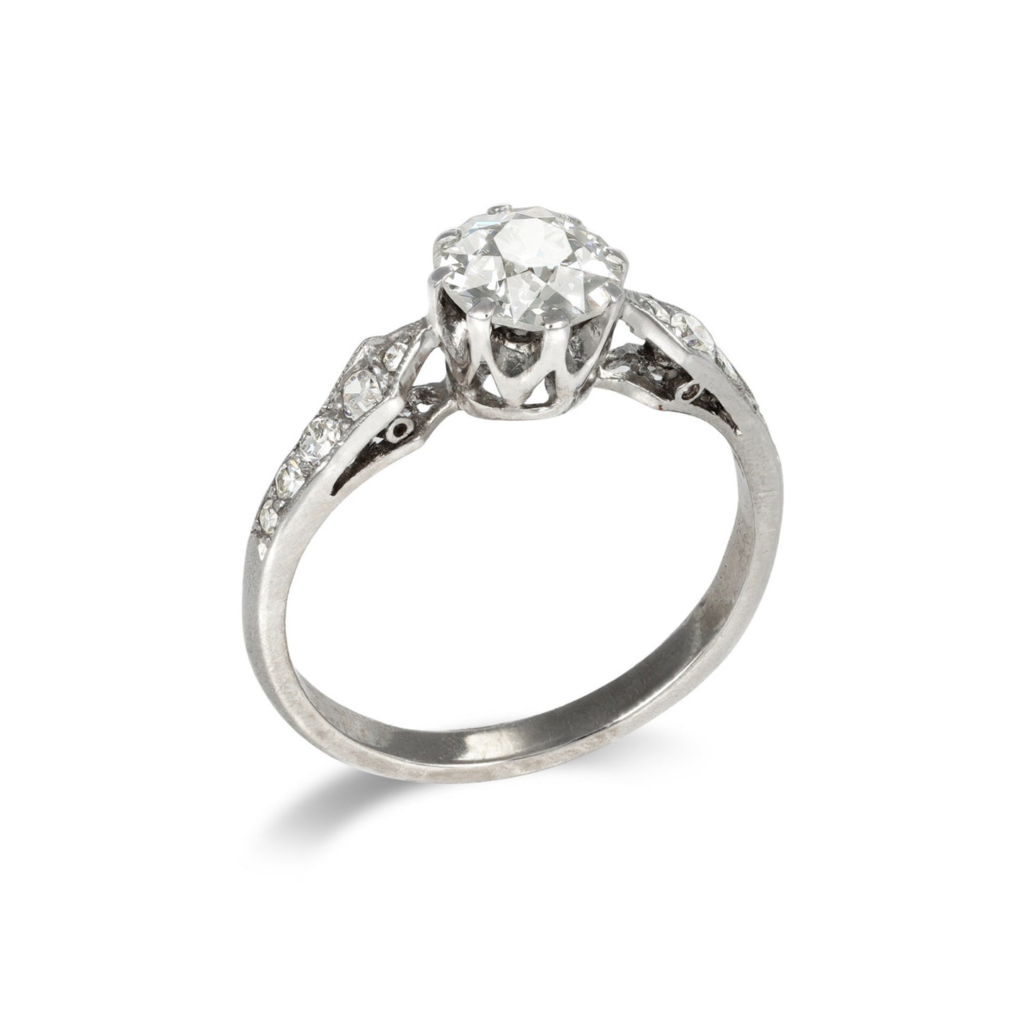 Art Deco Platinum & 18KT White Gold Diamond Ring profile