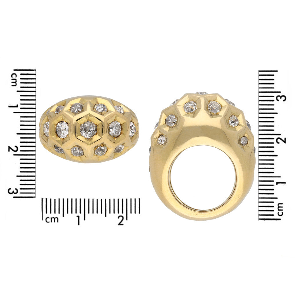 Cartier Paris 1940s 18KT Yellow Gold Diamond Ring measurements