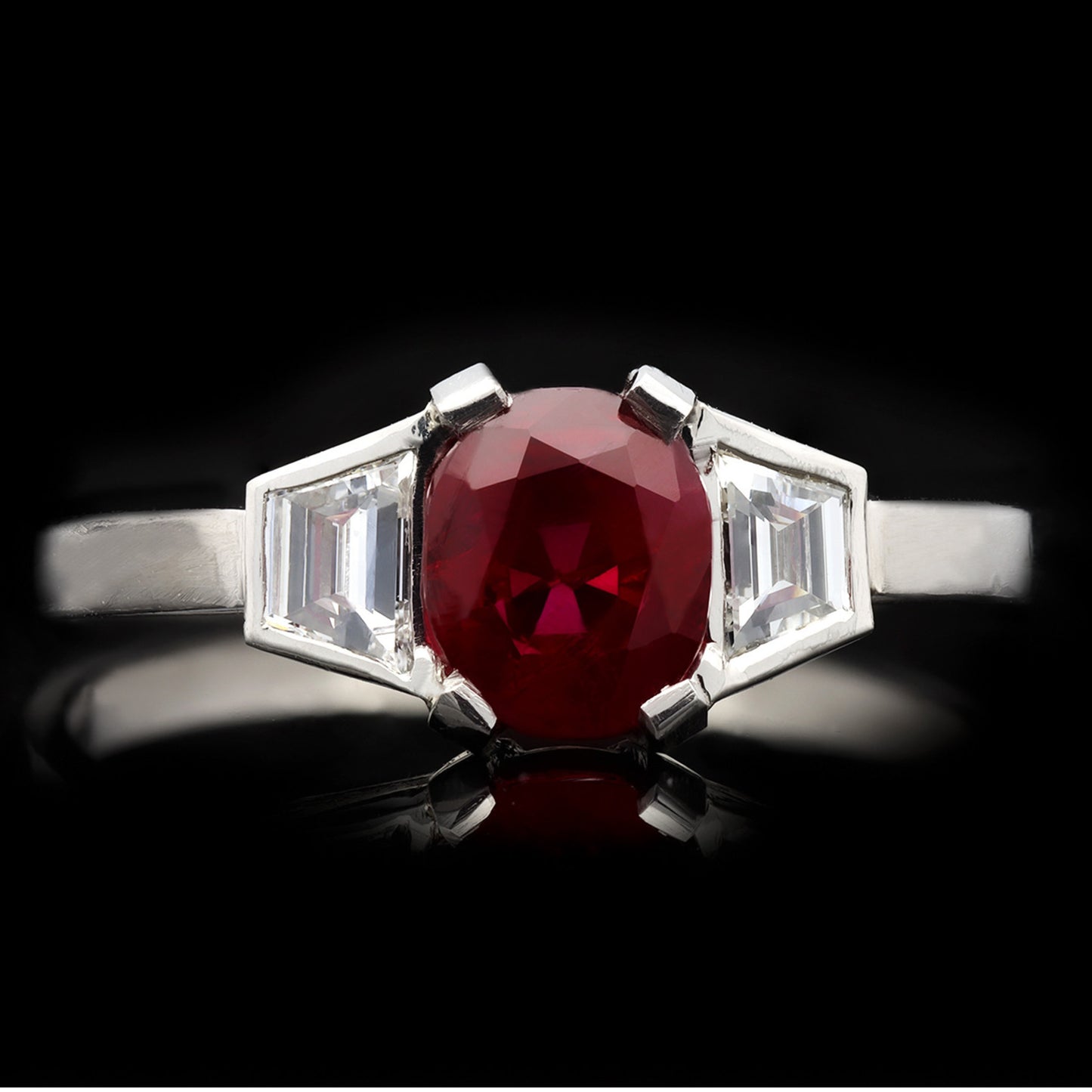 Art Deco Platinum Ruby & Diamond Ring front