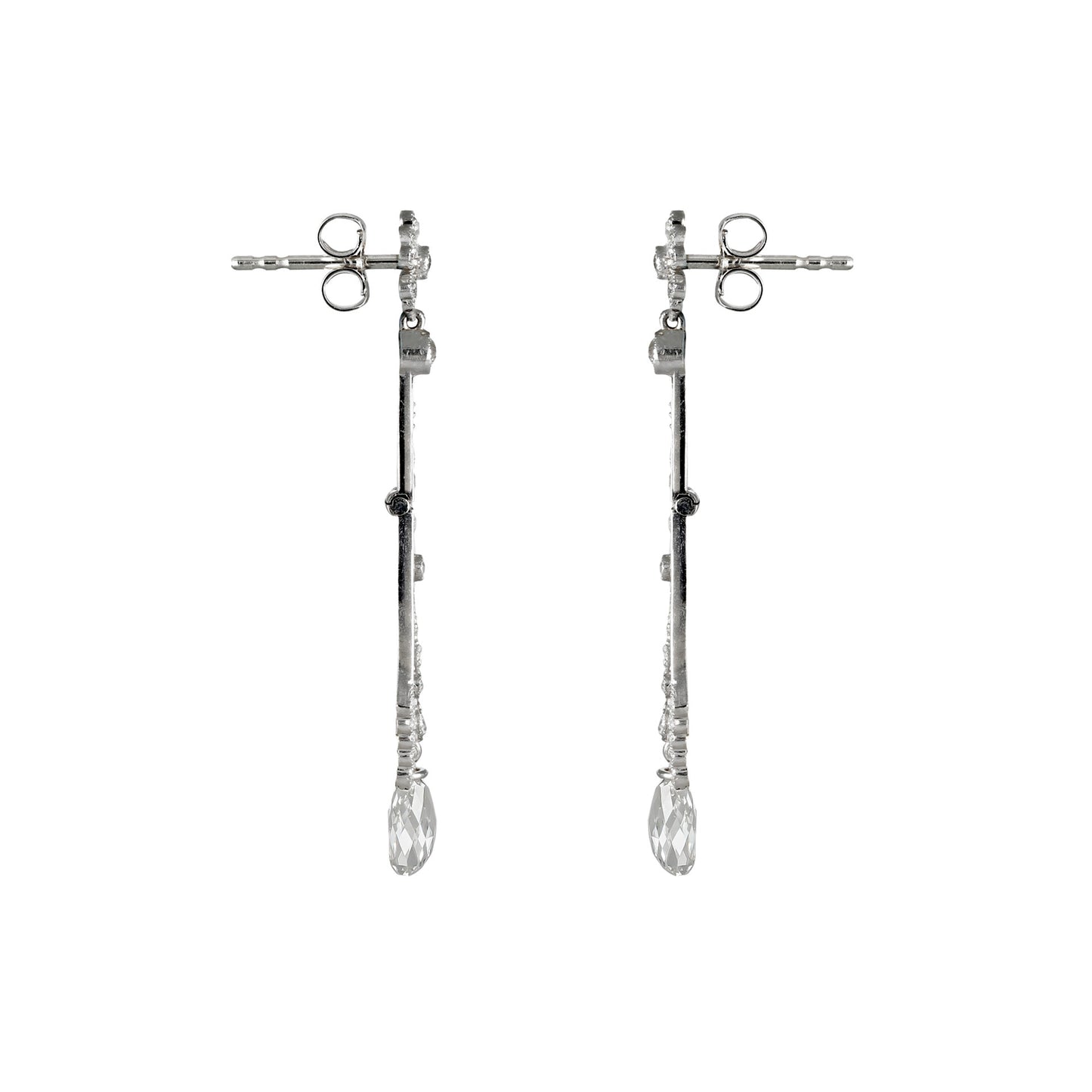 American Art Deco Platinum Diamond Earrings side