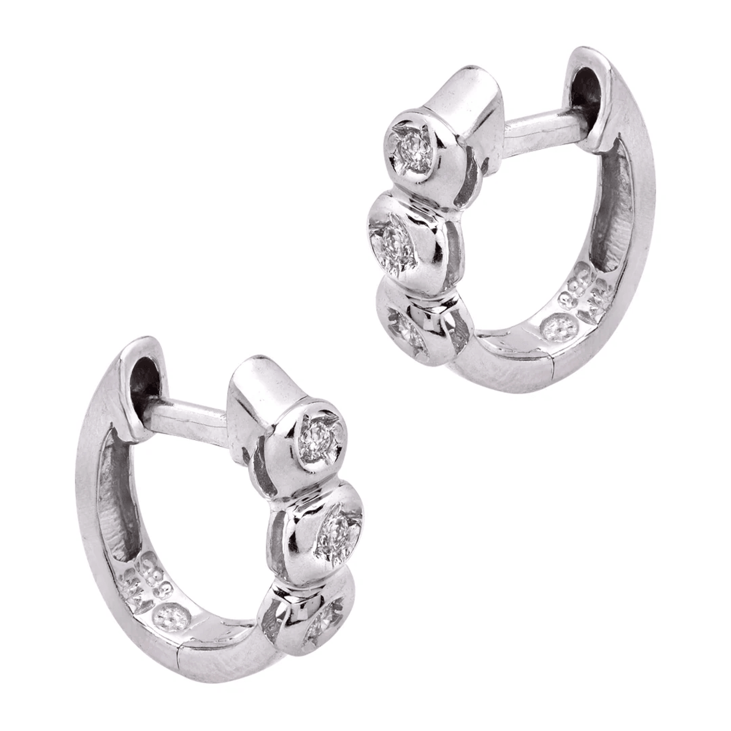 Contemporary 14KT White Gold Diamond Earrings side