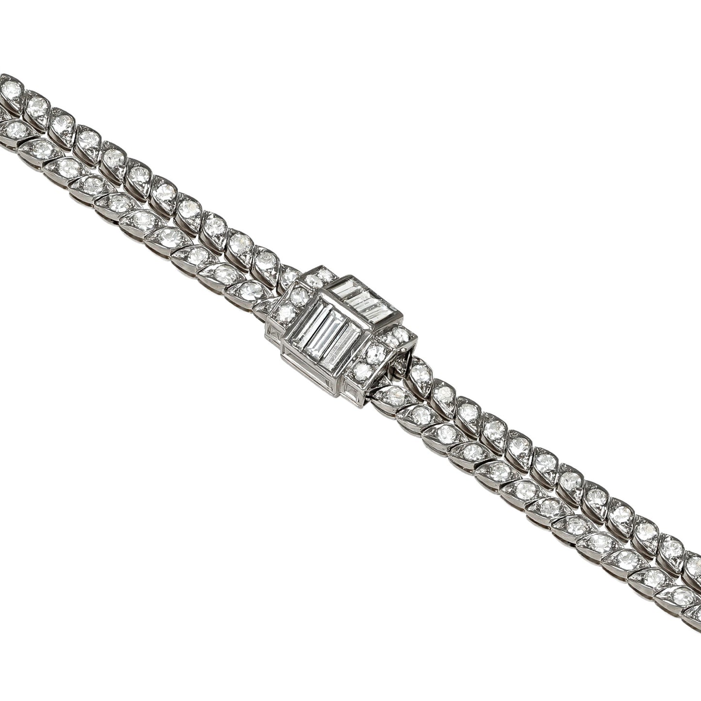 Swedish 1950s Platinum Diamond Necklace details