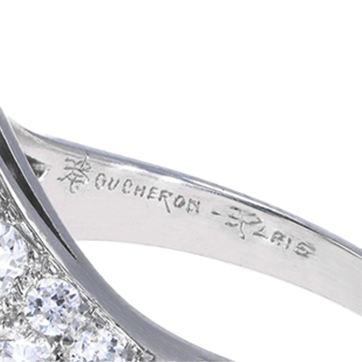 Boucheron Paris 1950s Platinum Diamond Ring signature