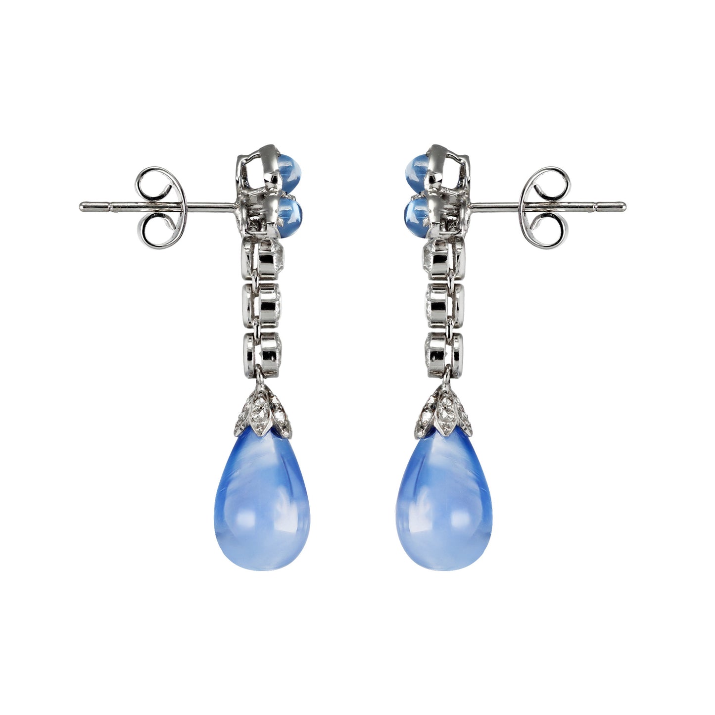 Edwardian Platinum Sapphire & Diamond Earrings side