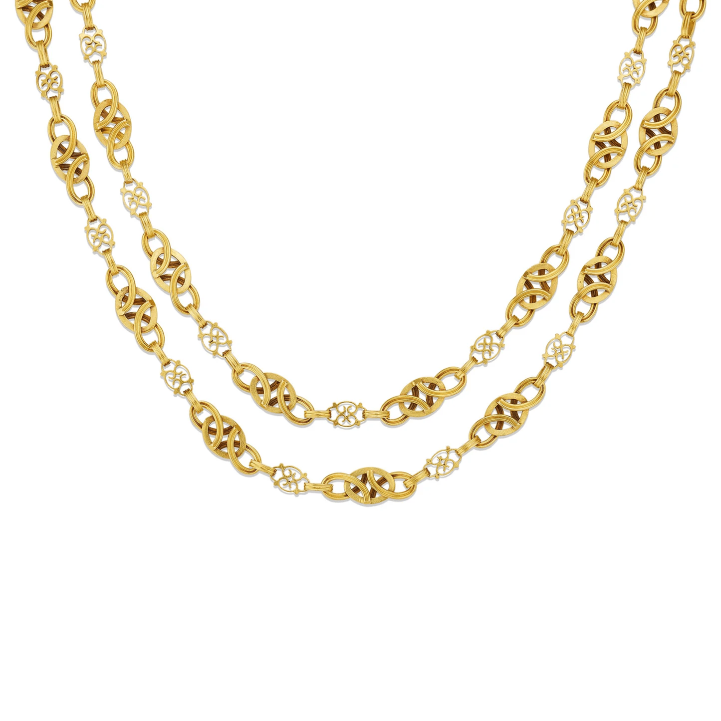 French Victorian 18KT Yellow Gold Necklace detail