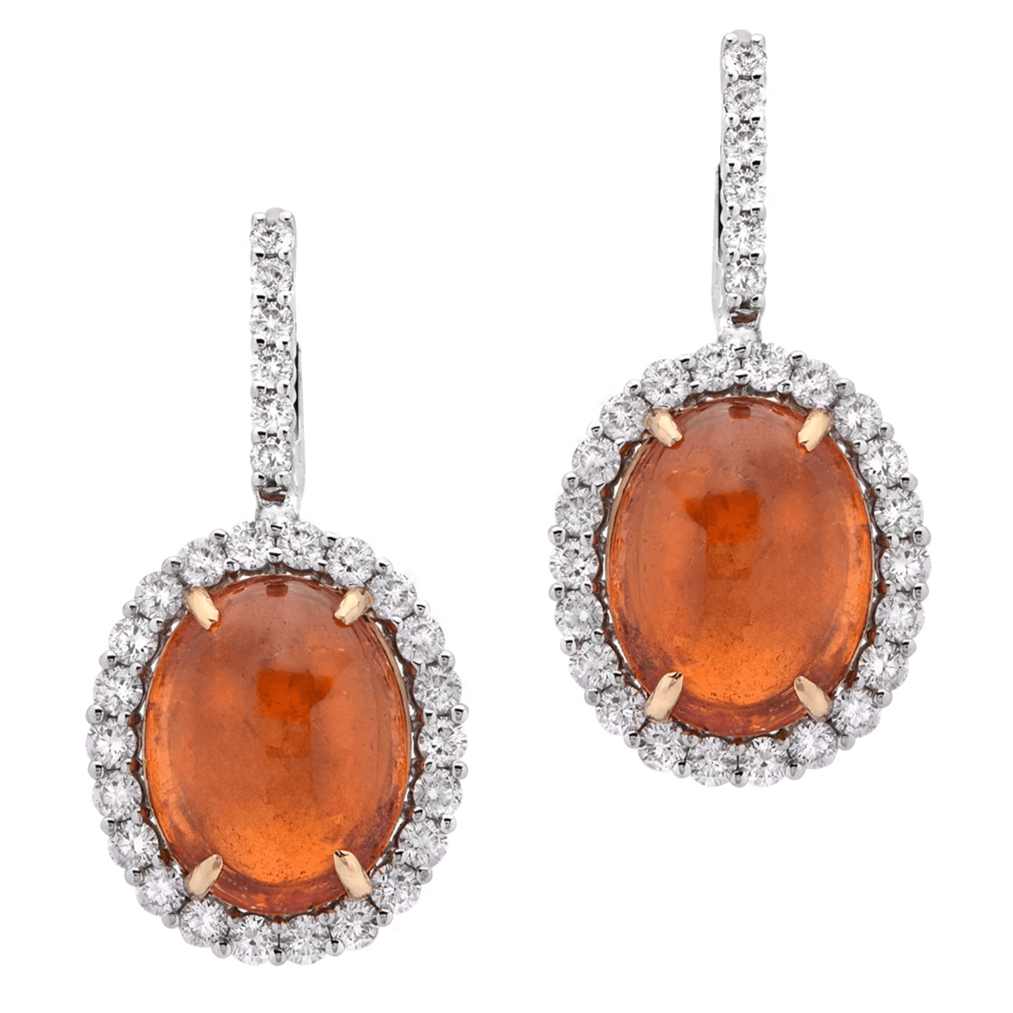 Contemporary 18KT White Gold Garnet & Diamond Earrings front