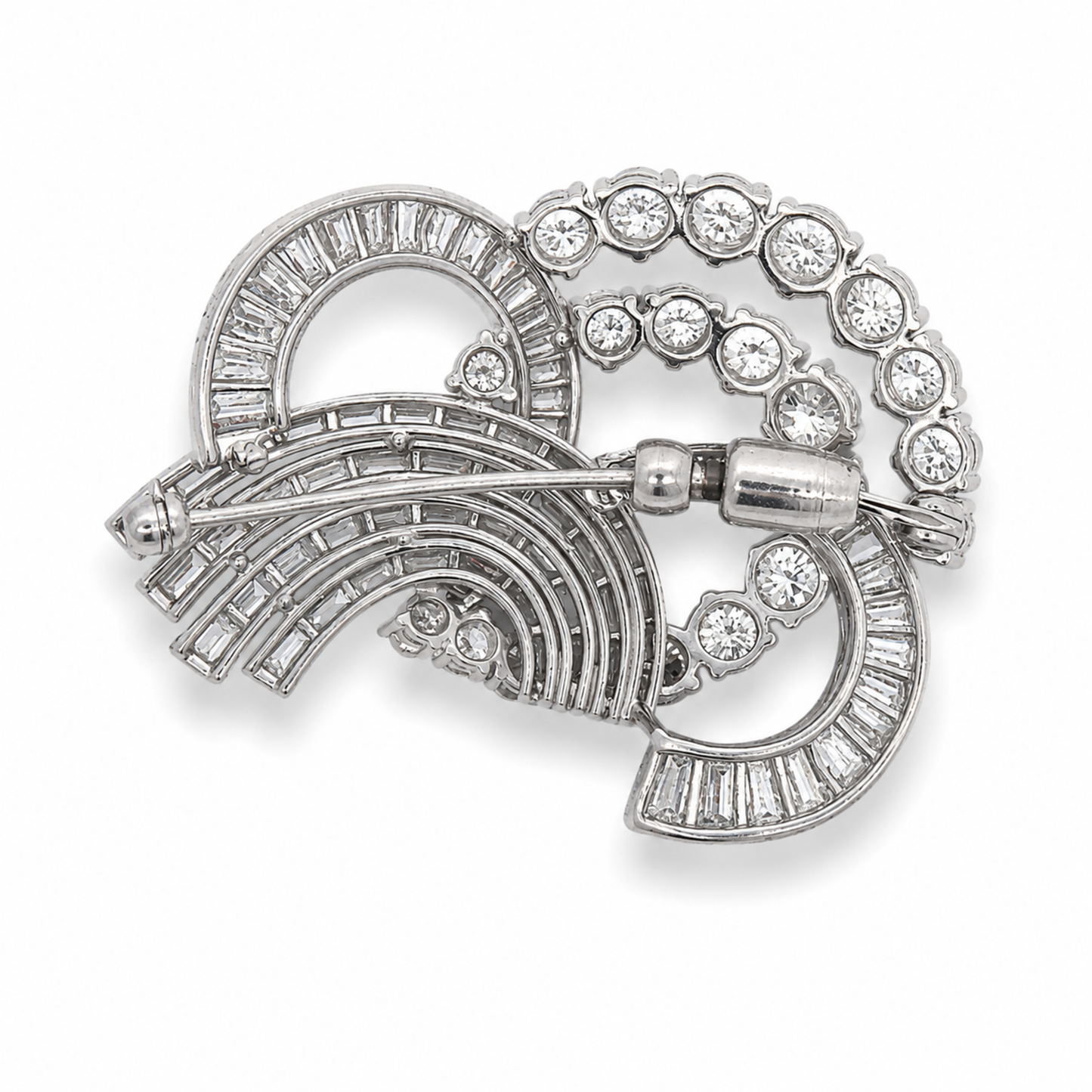 1950s Platinum Diamond Brooch back