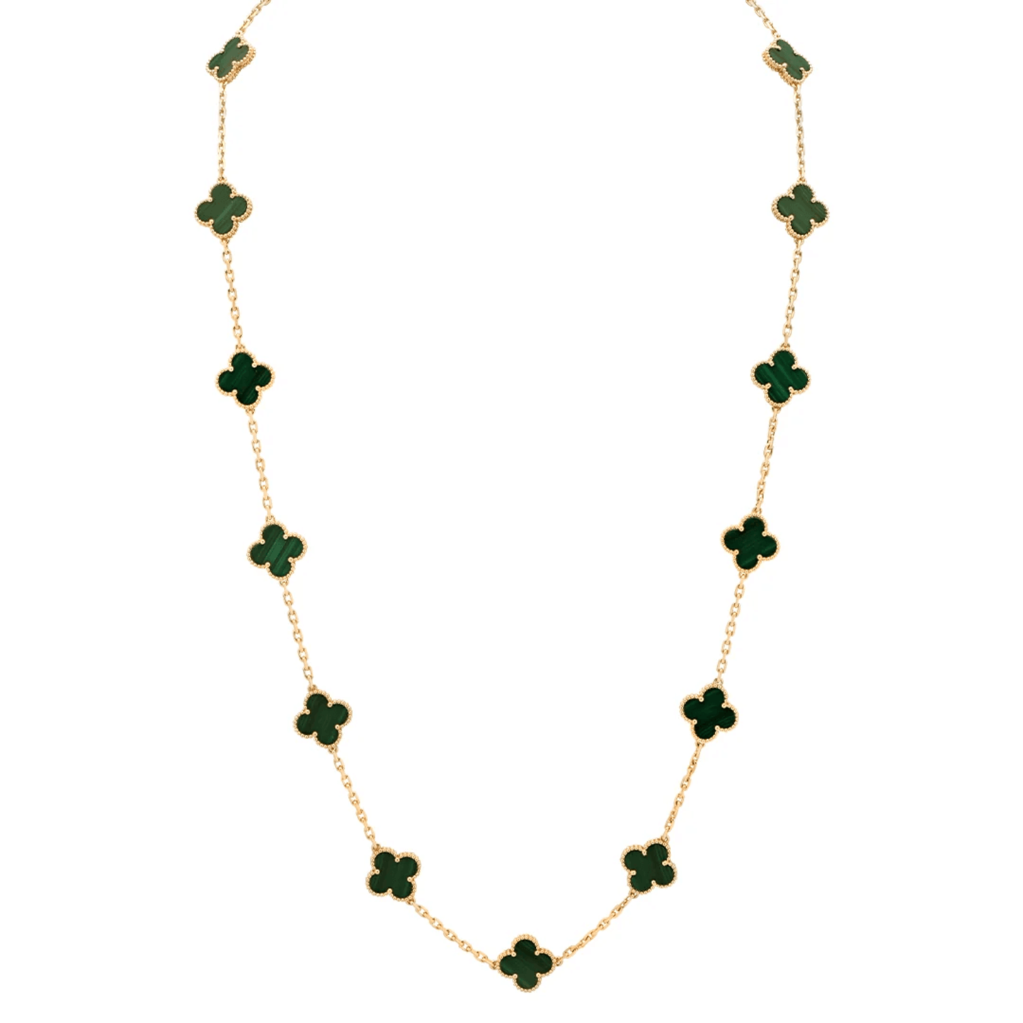 Van Cleef & Arpels Post-1980s 18KT Yellow Gold Malachite Necklace front