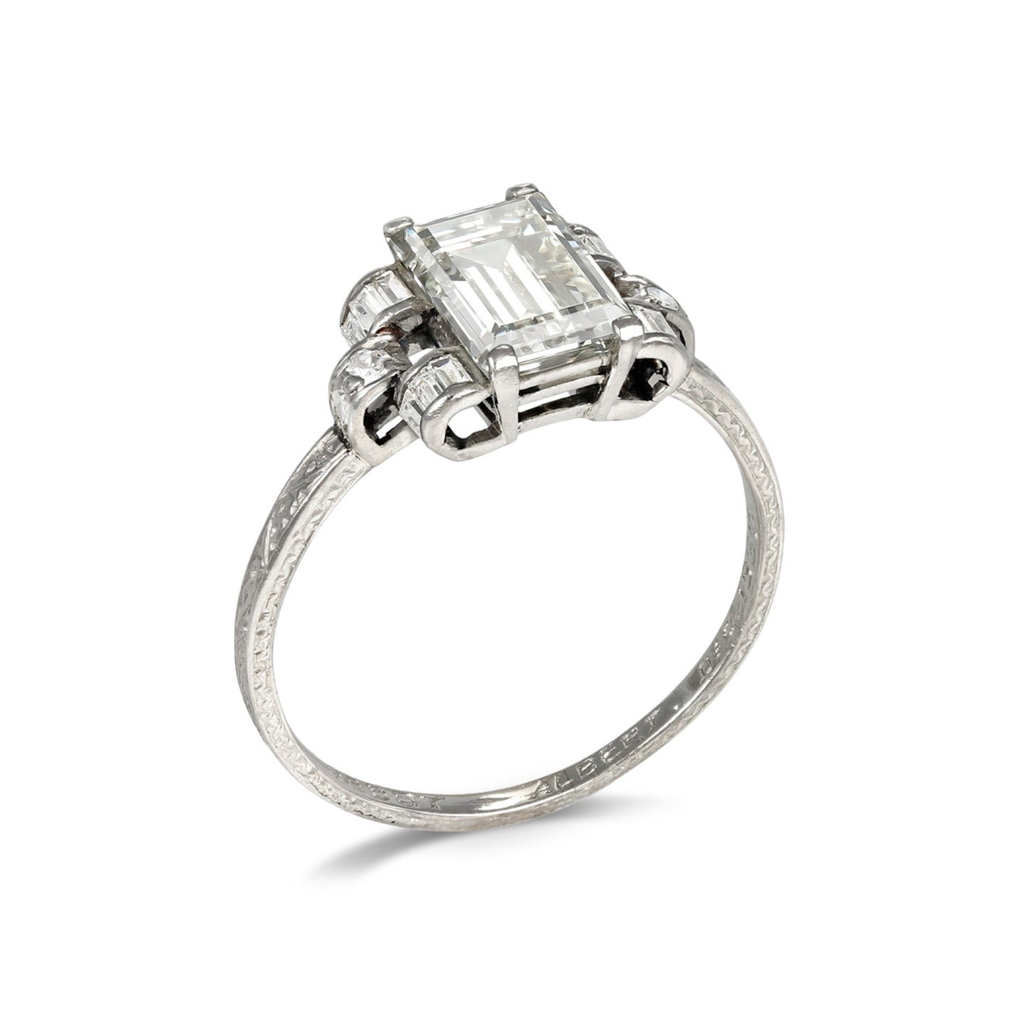 Art Deco Platinum Diamond Ring profile