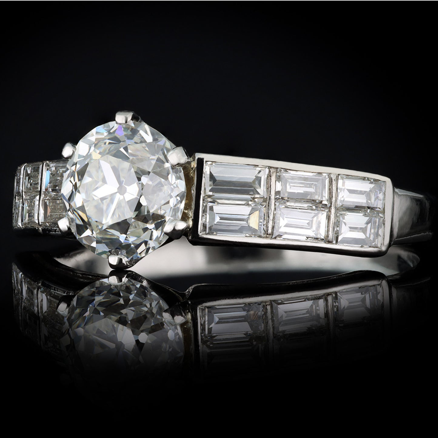 Art Deco Platinum Diamond Ring side