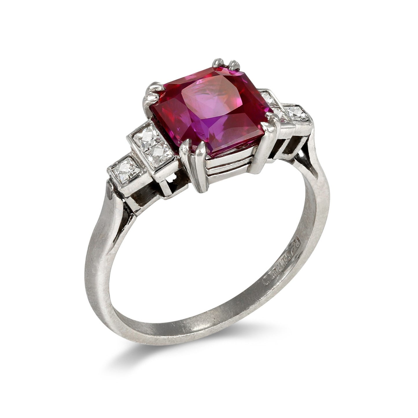 Art Deco Platinum Ruby & Diamond Ring profile
