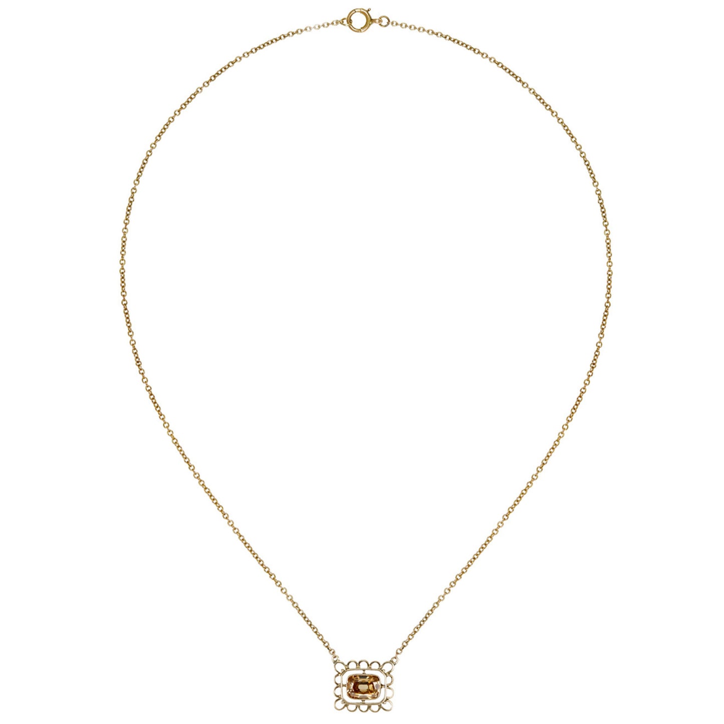 Edwardian 14KT Rose Gold Yellow Diamond Necklace front