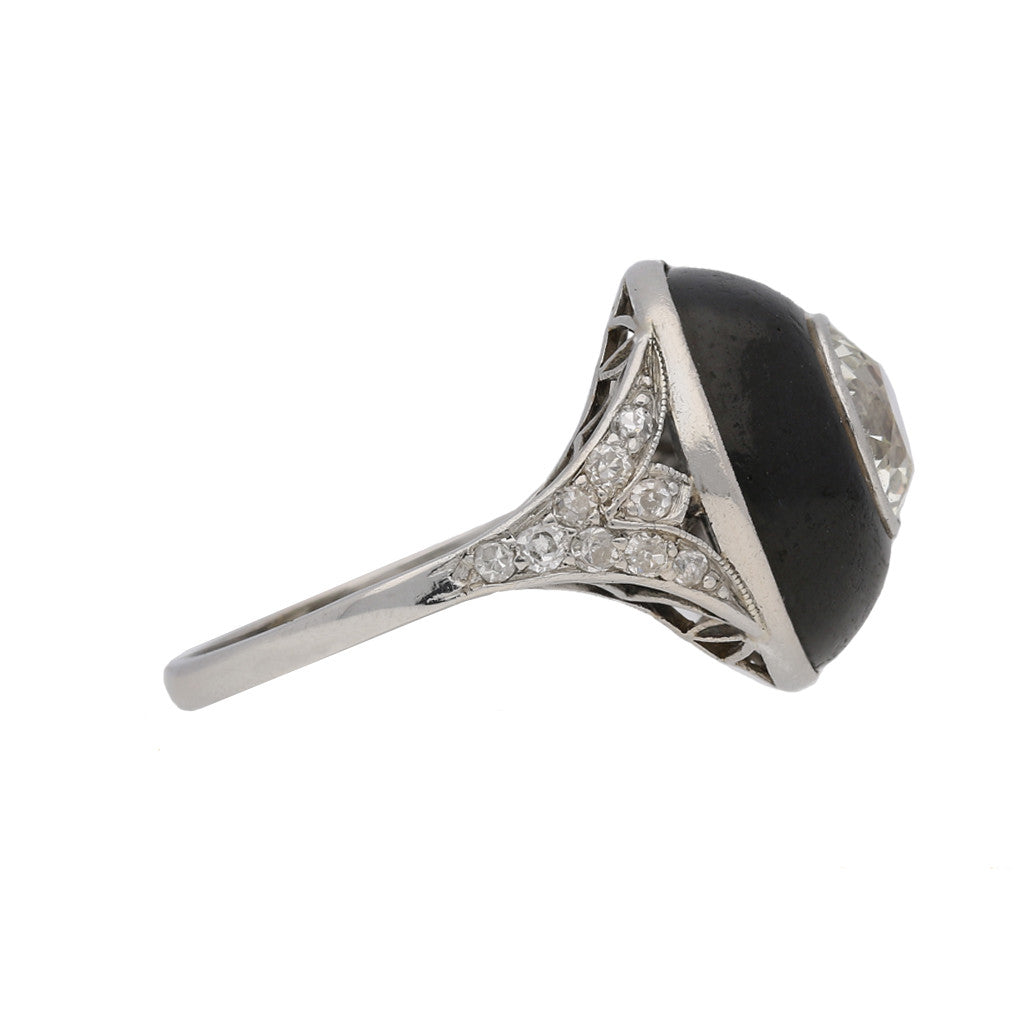 Art Deco Platinum Diamond & Enamel Ring side