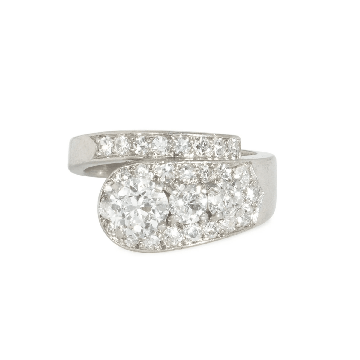 Cartier Art Deco Platinum Diamond Ring front
