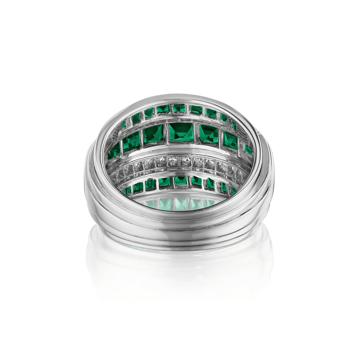 1950s Platinum Emerald & Diamond Ring back