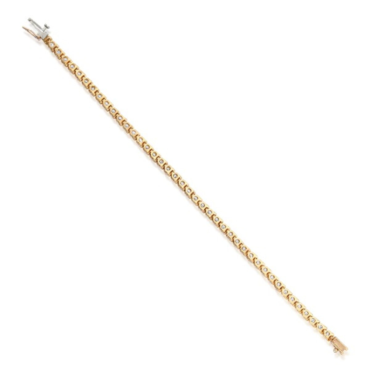 Post-1980s 18KT Yellow Gold Diamond Bracelet back