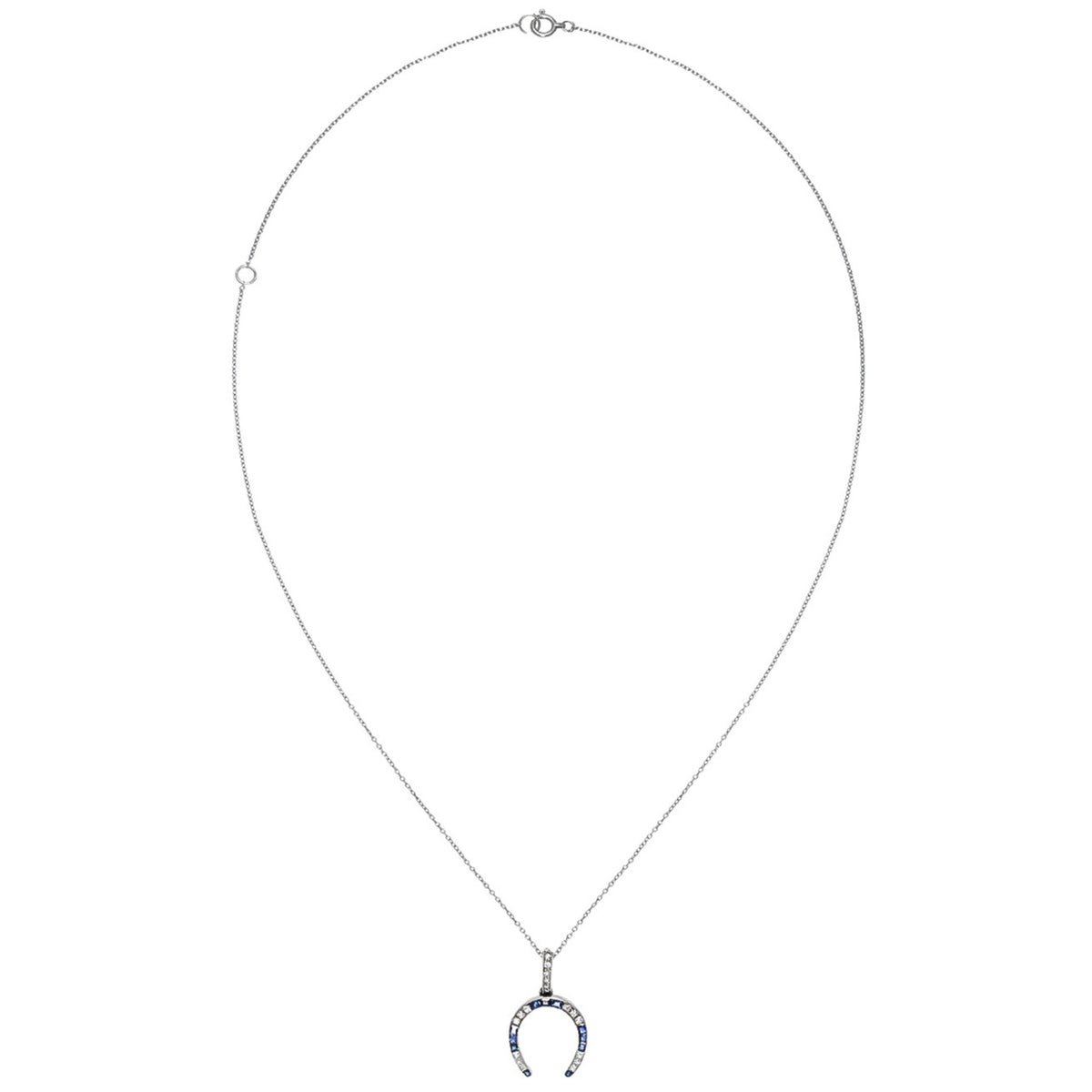 Lacloche Freres Paris Art Deco Platinum Sapphire & Diamond Horseshoe Necklace front