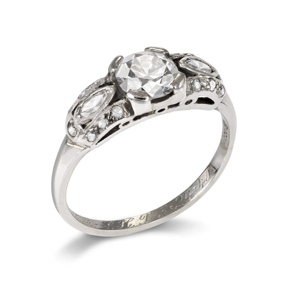Axel Brothers American 1940s Platinum Diamond Ring front