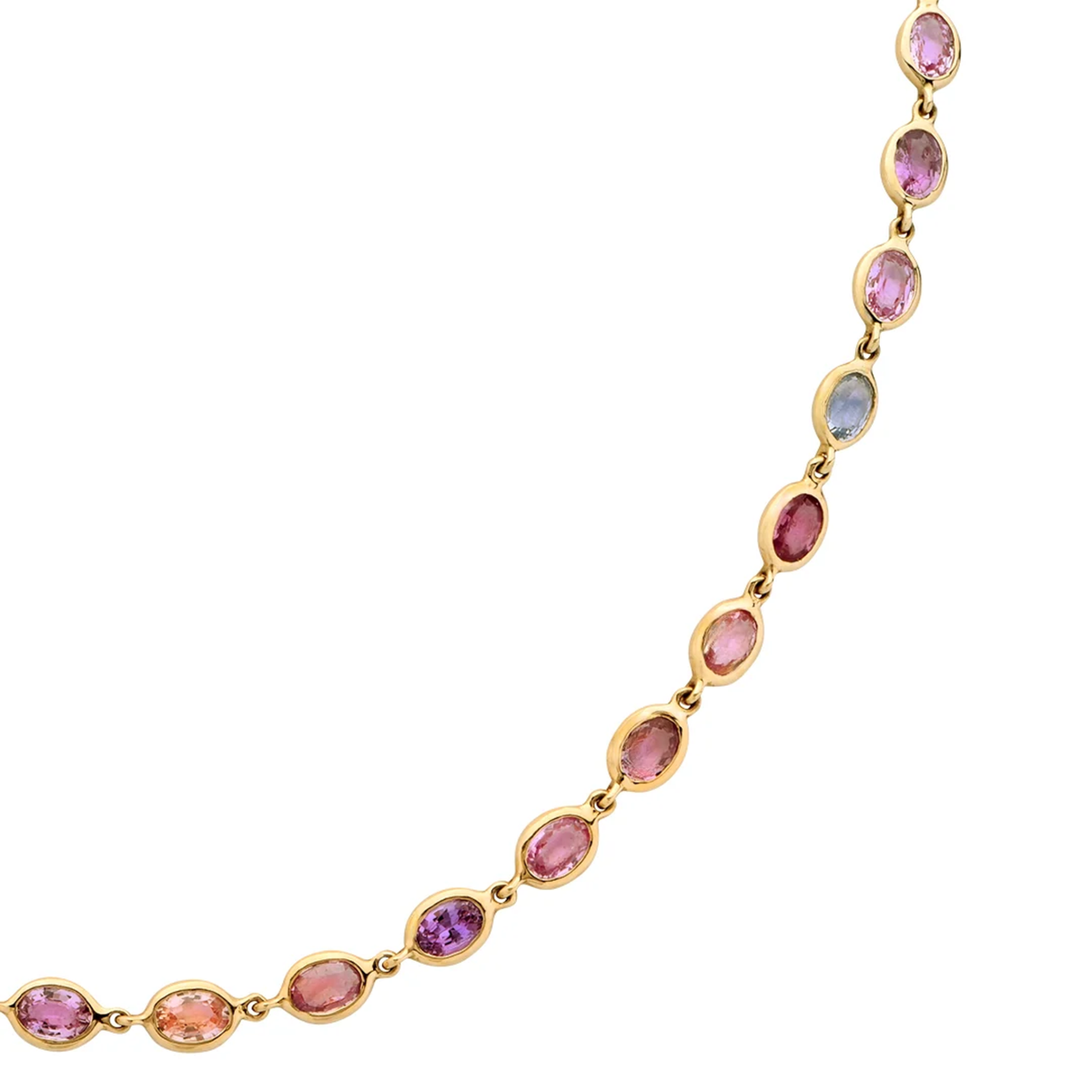 Post-1980s 18KT Yellow Gold Multi-Color Sapphire Necklace detail