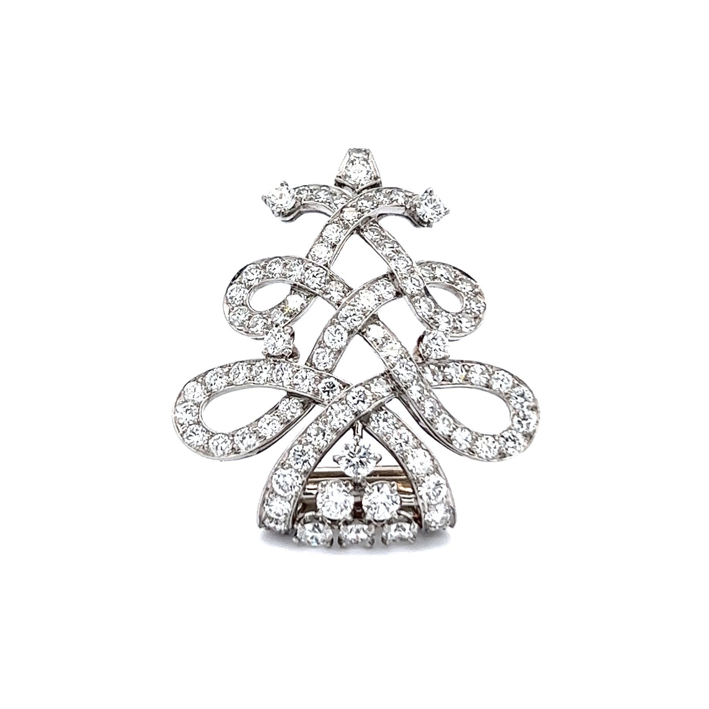 Cartier 1950s Platinum Diamond Brooch front view