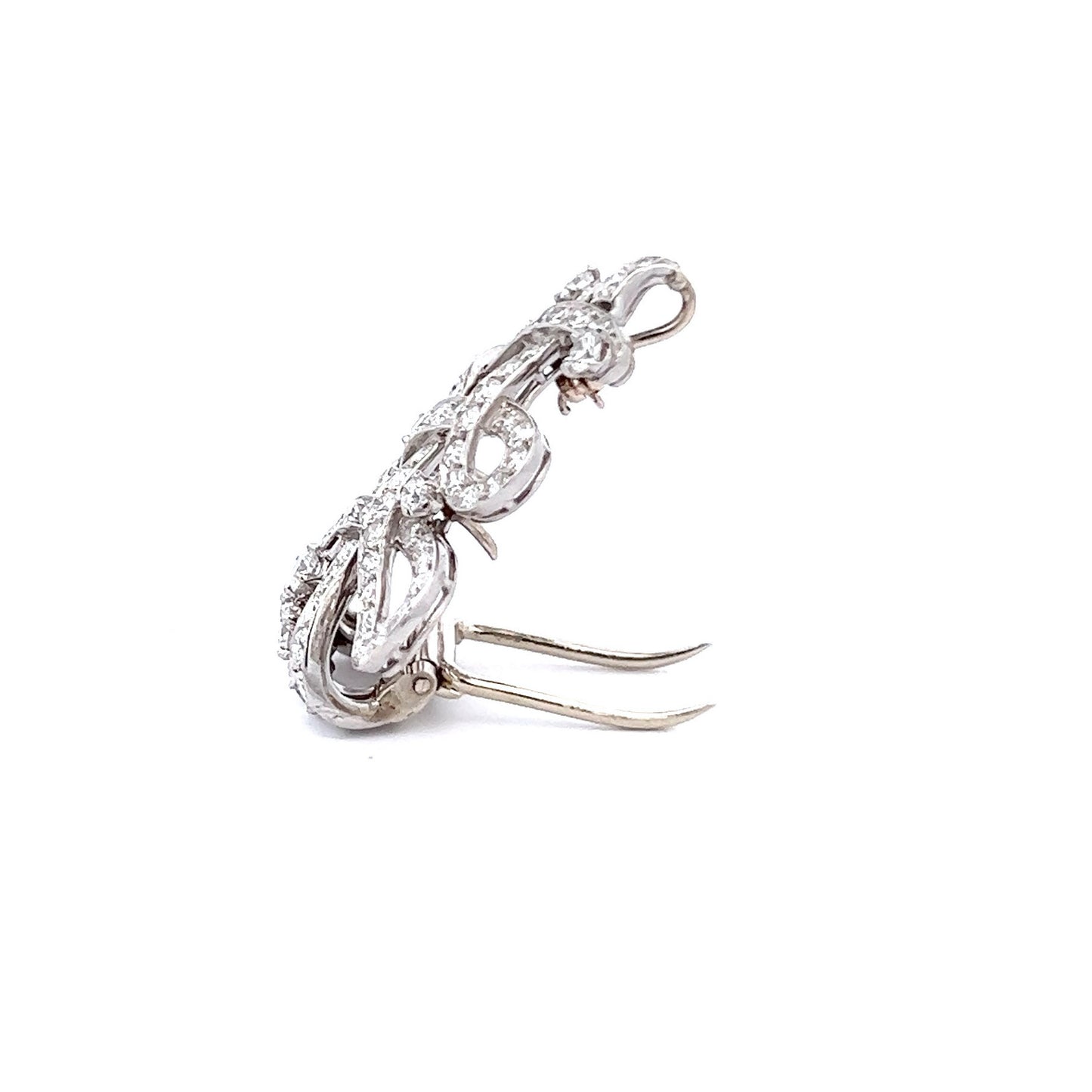 Cartier 1950s Platinum Diamond Brooch side view