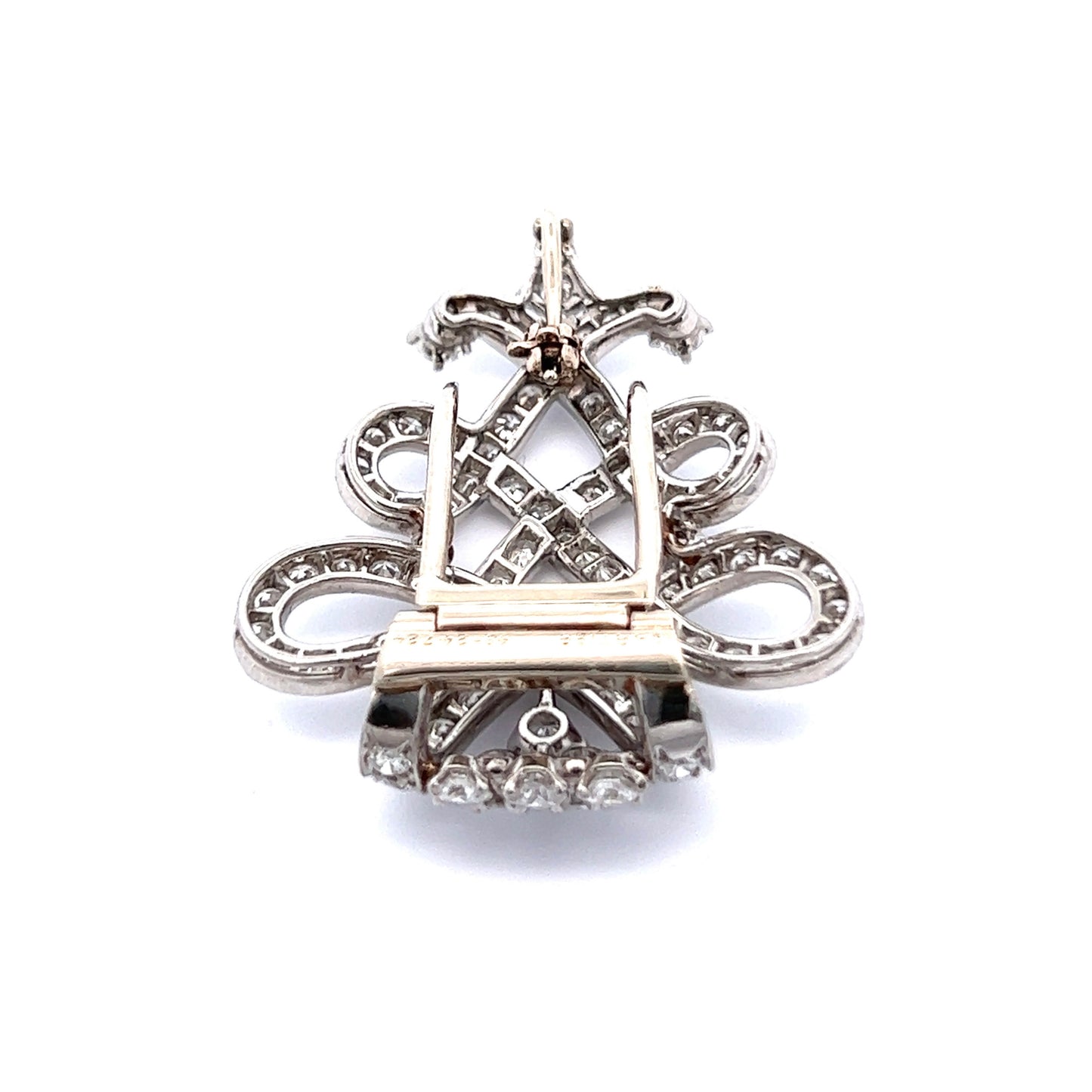 Cartier 1950s Platinum Diamond Brooch back view