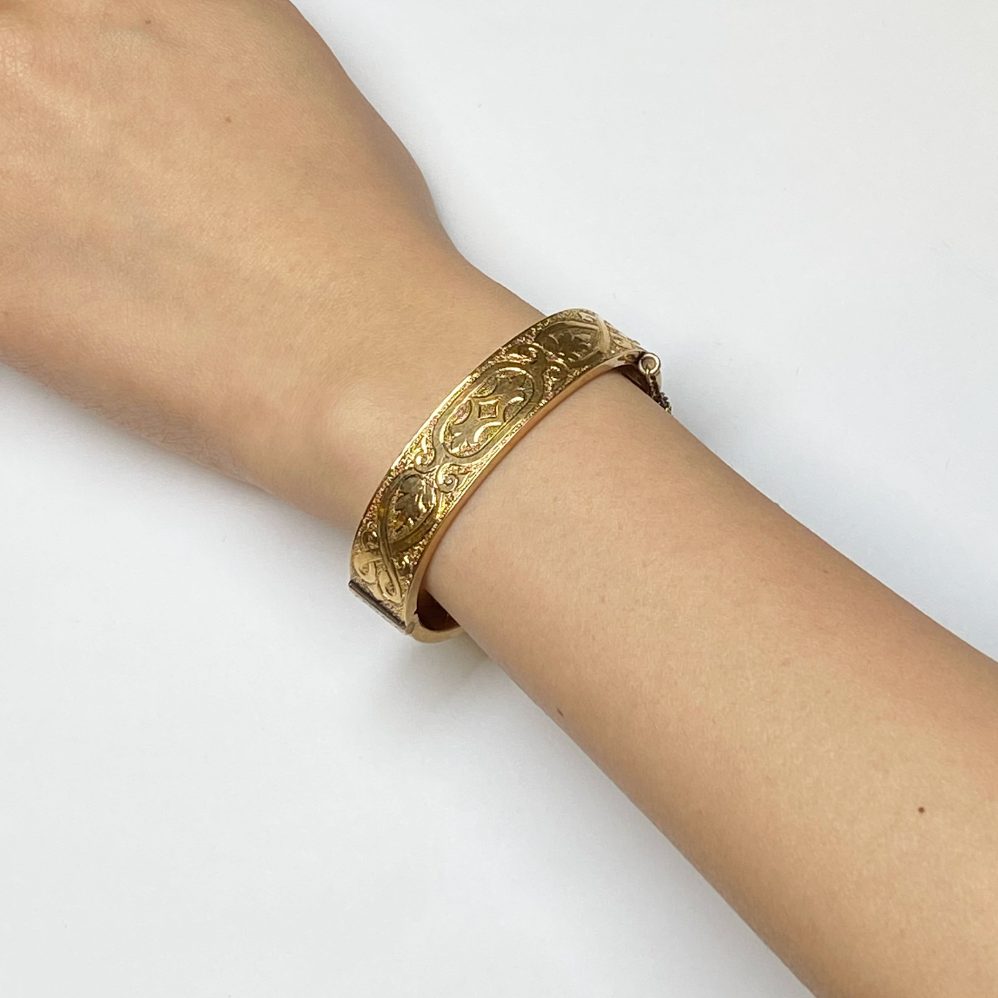 Victorian 14KT Yellow Gold Bracelet worn on wrist