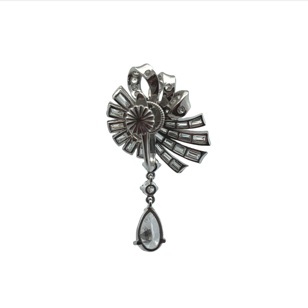1950s Platinum Diamond Earrings back view