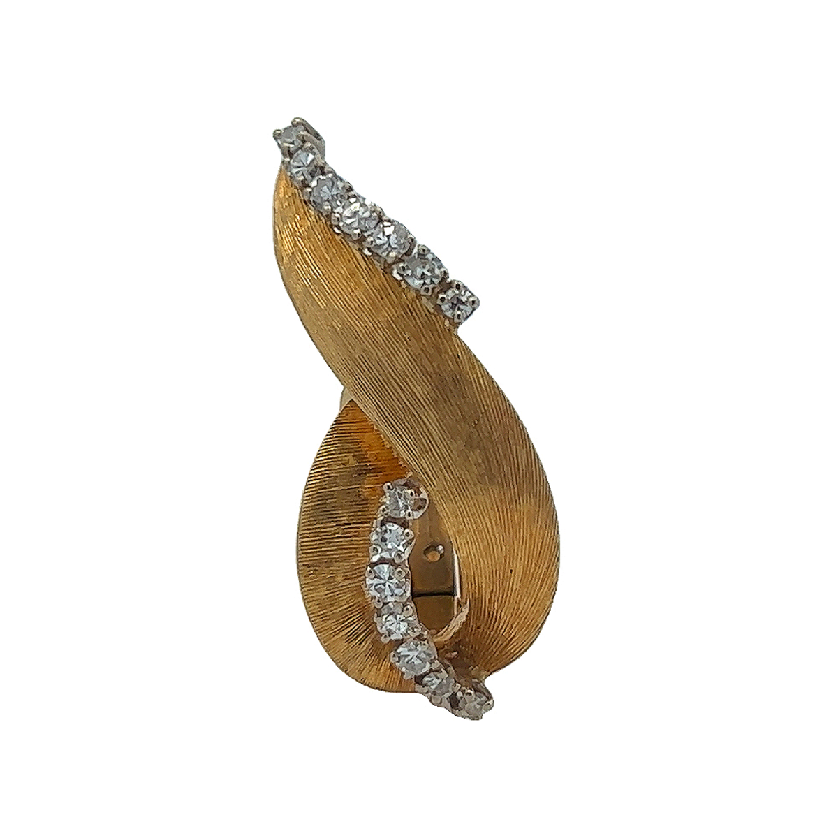 1970s 18KT Yellow Gold Diamond Earrings close-up front